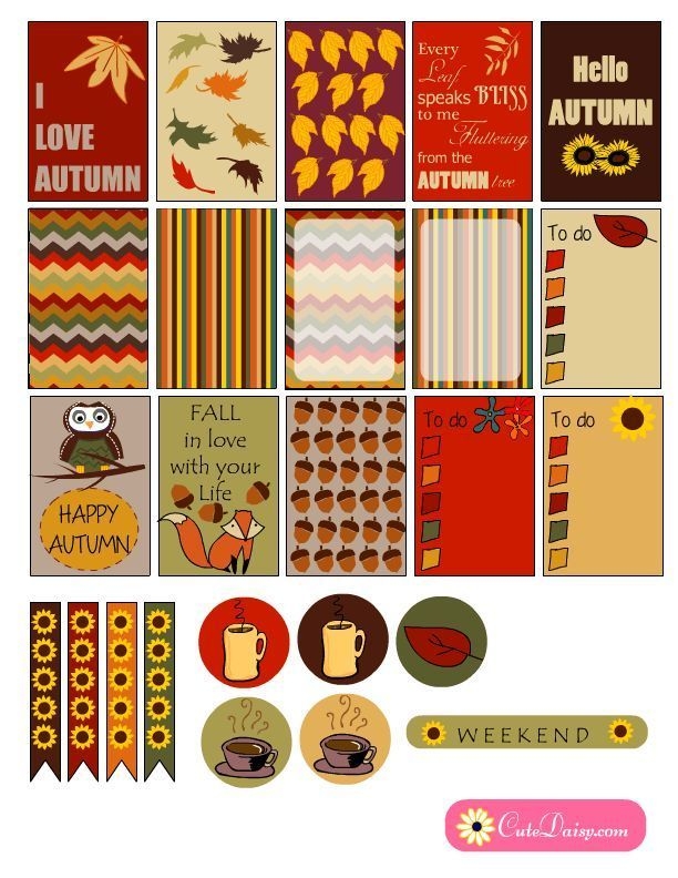 Free Printable Fall Themed Planner Stickers | Happy