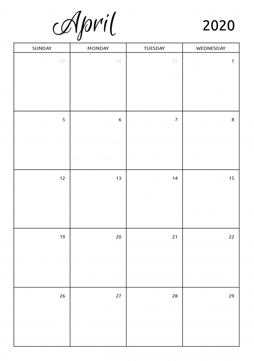 Free Printable Lined Monthly Calendar 2020 Image