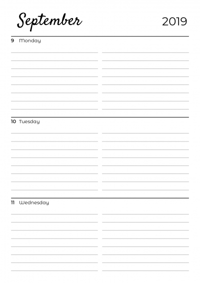 free printable lined weekly planner with calendar pdf