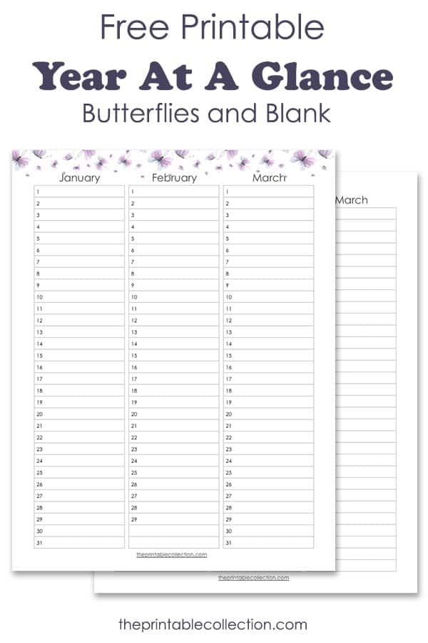 Free Printable Year At A Glance Calendar | The Printable