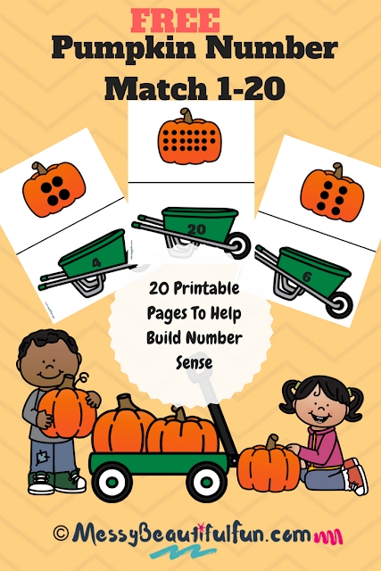 free worksheet wednesday: pumpkin number match 1 20