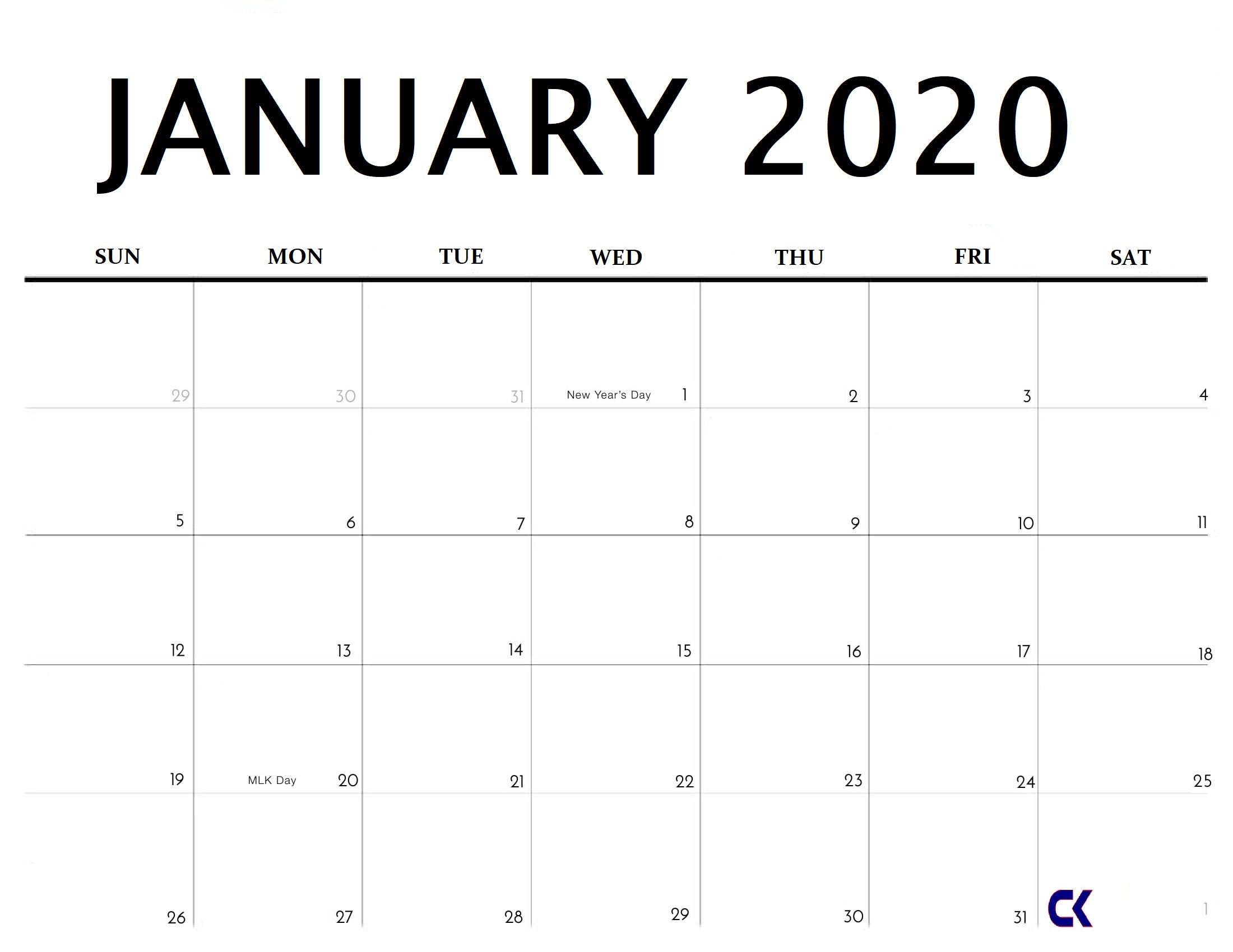 Get 2020 Printable Calendar With Space To Write | Calendar