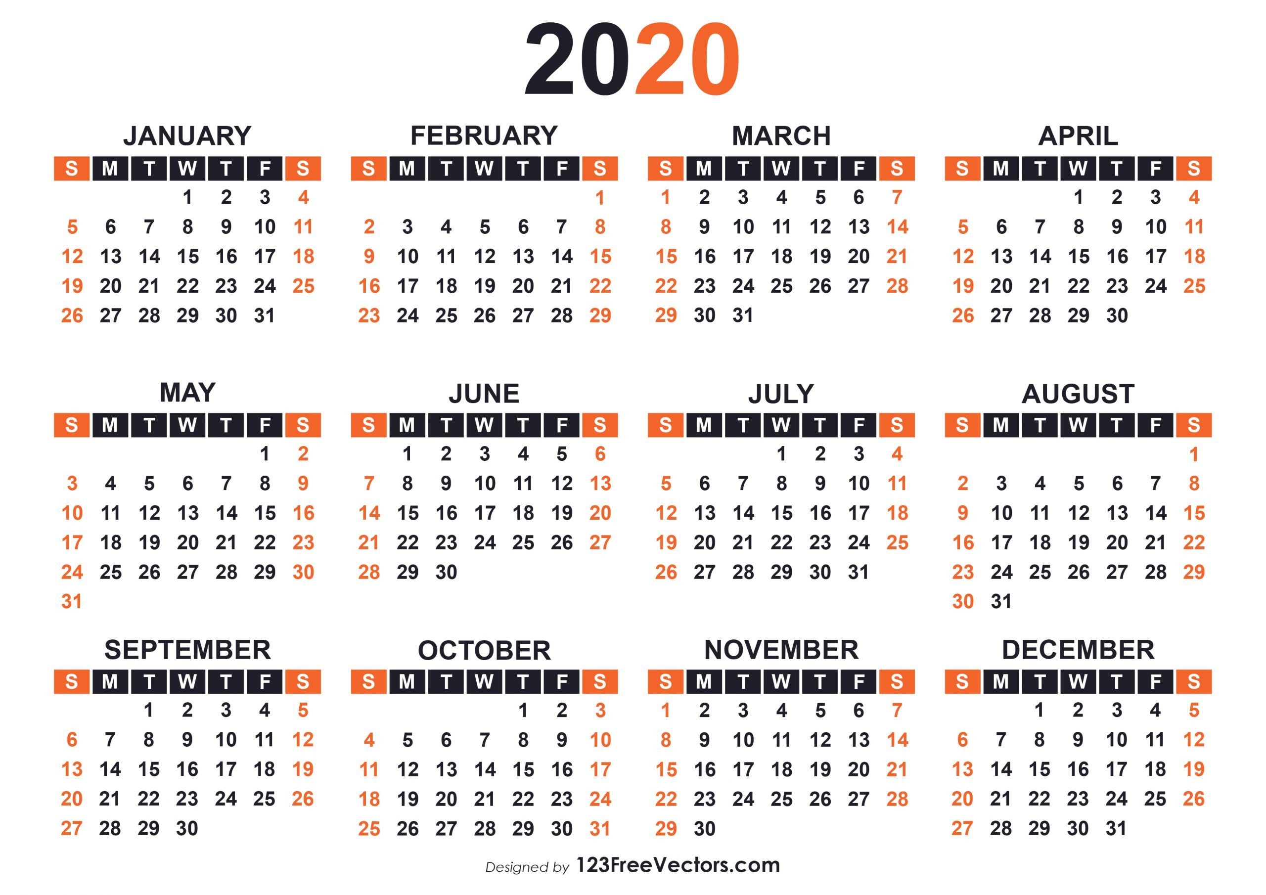 get print free calendars without downloading 2020