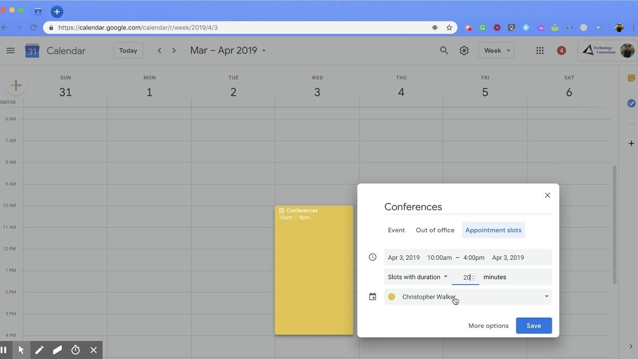google calendar: how to use the appointment slots function
