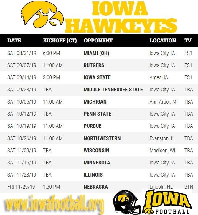 iowa hawkeyes printable football schedule 2021