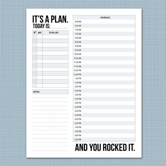 It's A Plan: Daily Schedule Printable Sheetmicrodesign