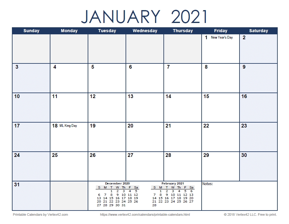 January 2021 Calendar Printable Free Monthly 65