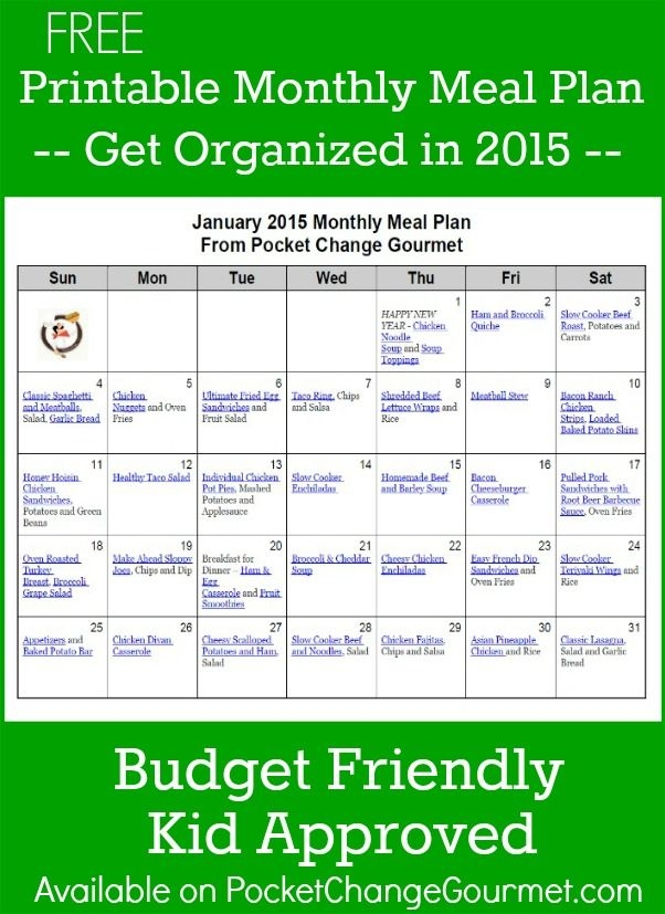 january monthly meal plan: 2015 | pocket change gourmet