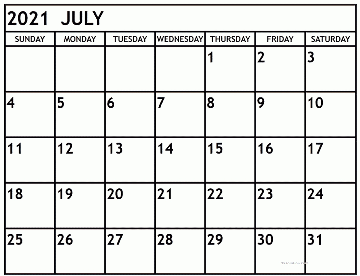 July Calendar 2021 With Holidays Nosubia