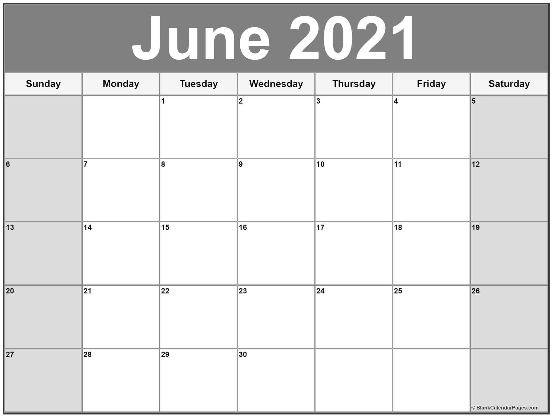 June 2021 Calendar | Free Printable Calendar Templates