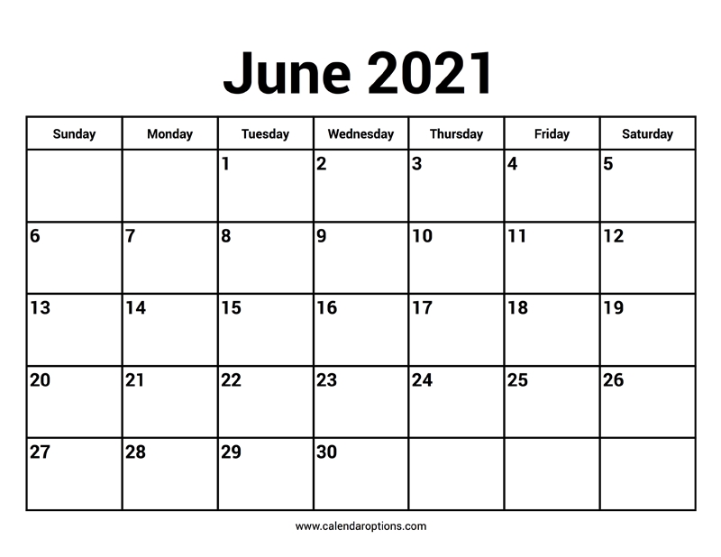 June 2021 Calendars Calendar Options