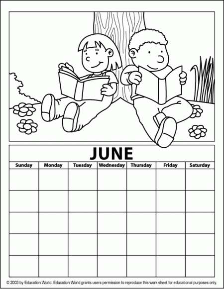 June Coloring Calendar | Education World