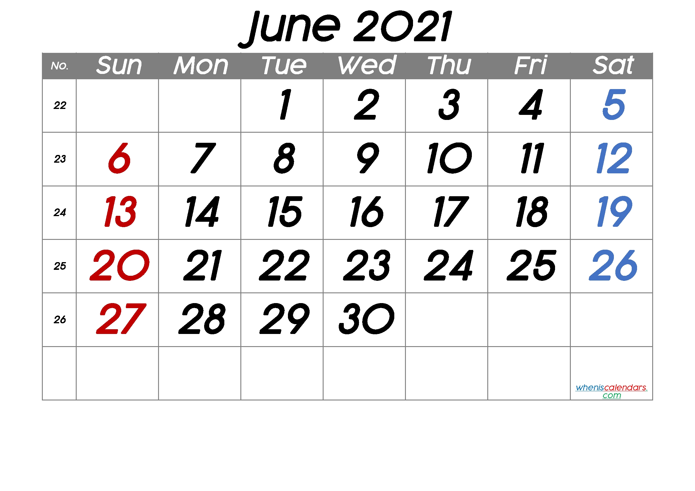 June Printable Calendar 2021 | 2021 Printable Calendars