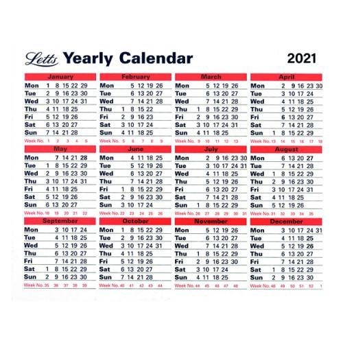 Letts Yearly Calendar 210 X 260mm 2021 21 Tyc Ltyc21