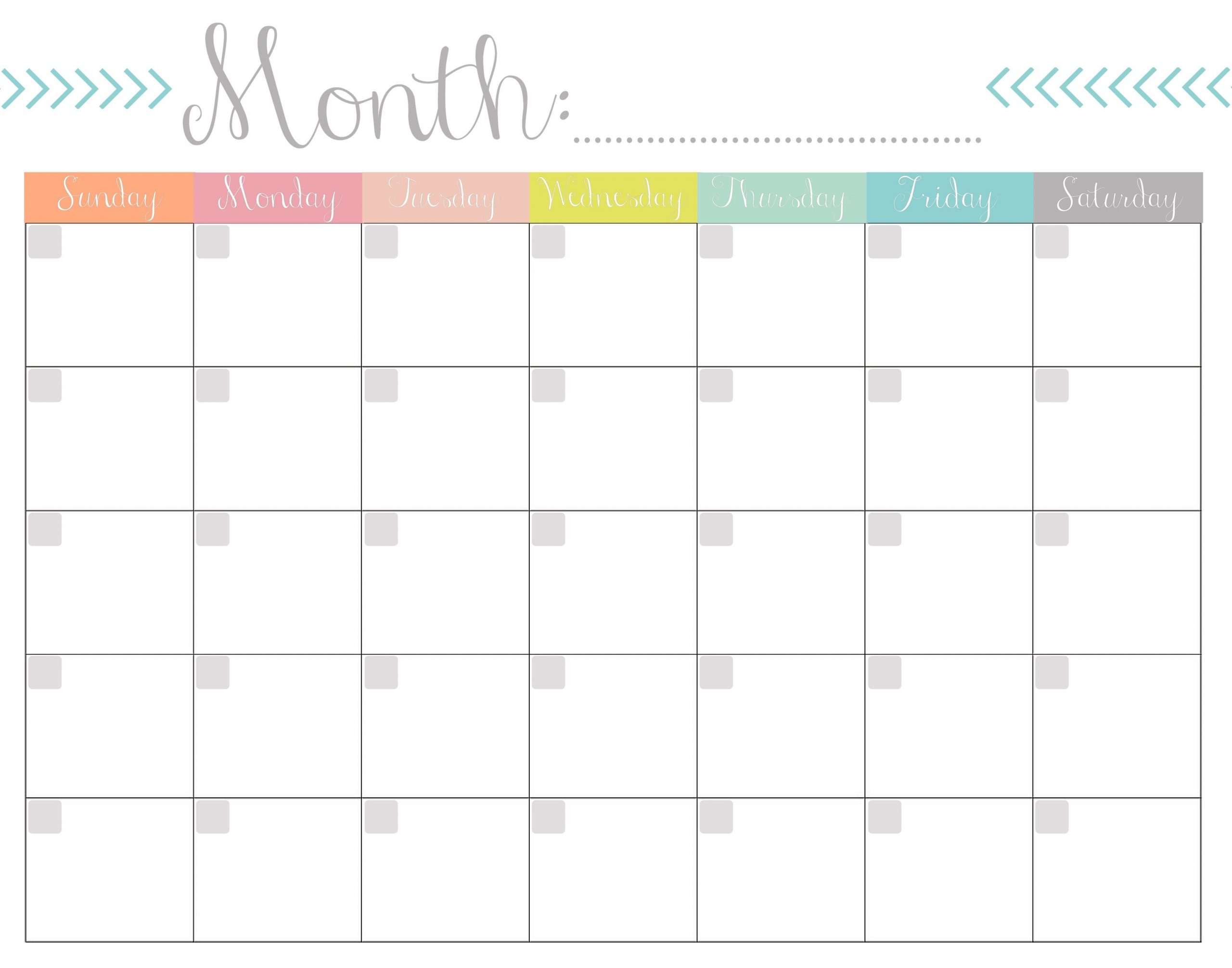 Lovely Monthly Calendar Free Printable Pleasant For You