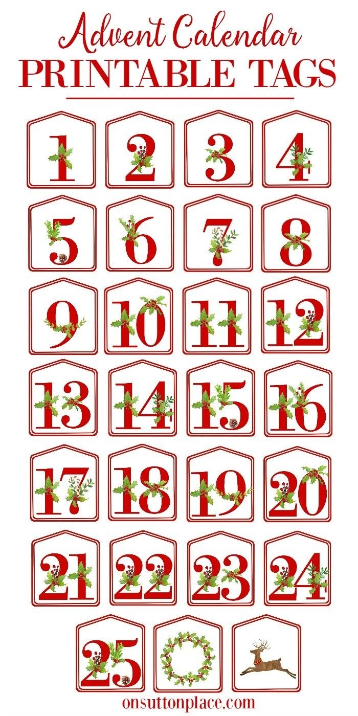 lovely printable advent calendar numbers | free printable