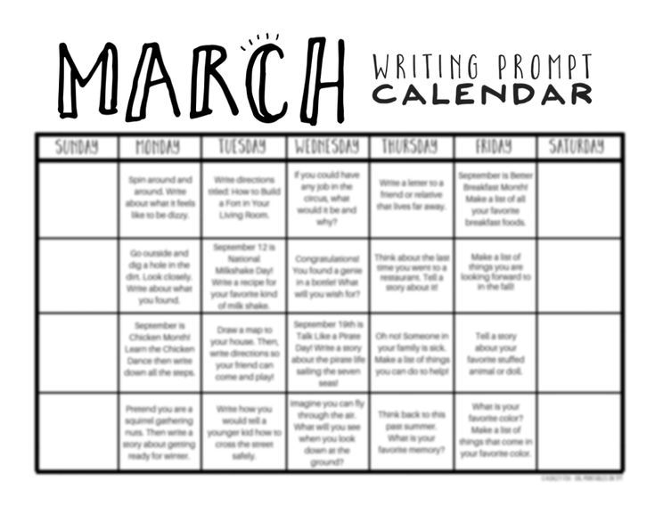 March Writing Prompts: Free March Writing Prompt Calendar