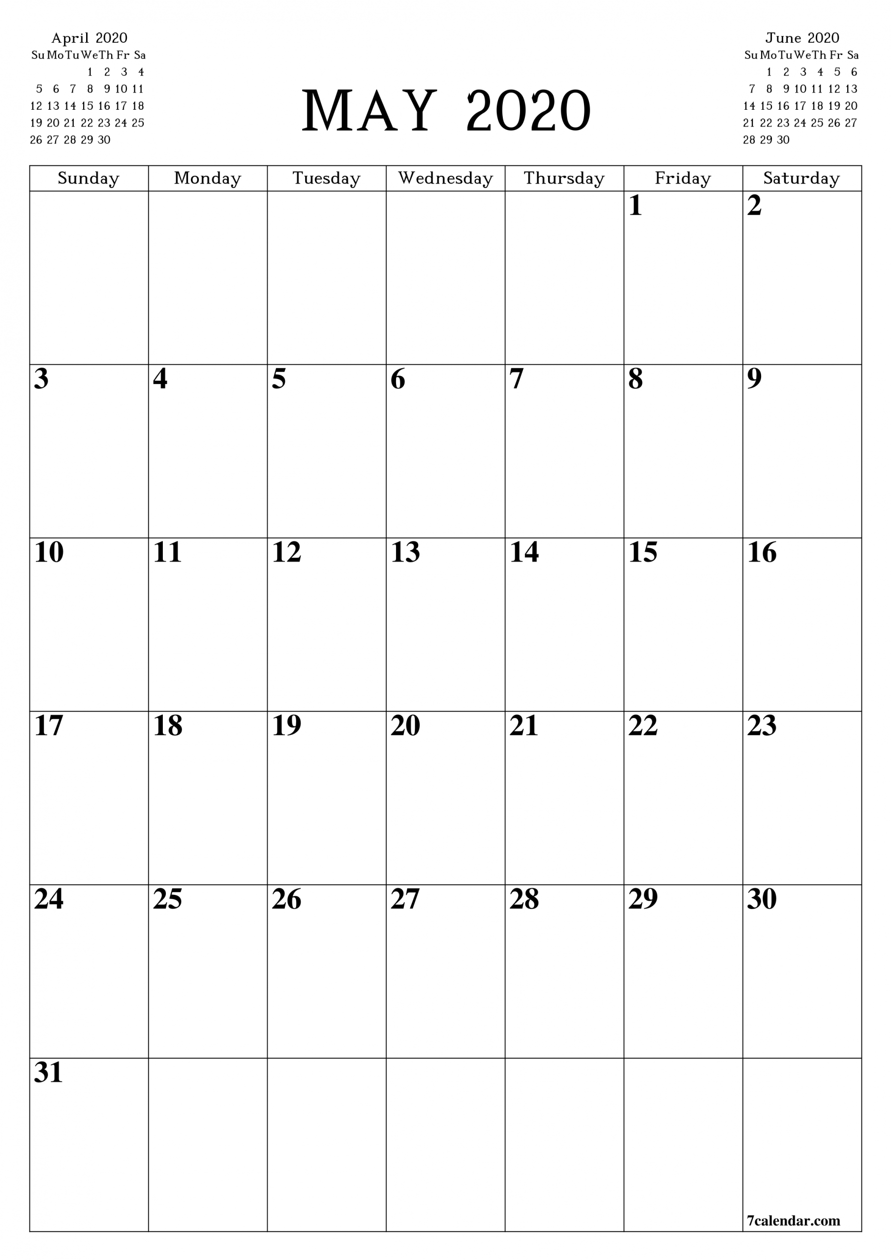 may 2020 printable monthly calendar portrait | calendar