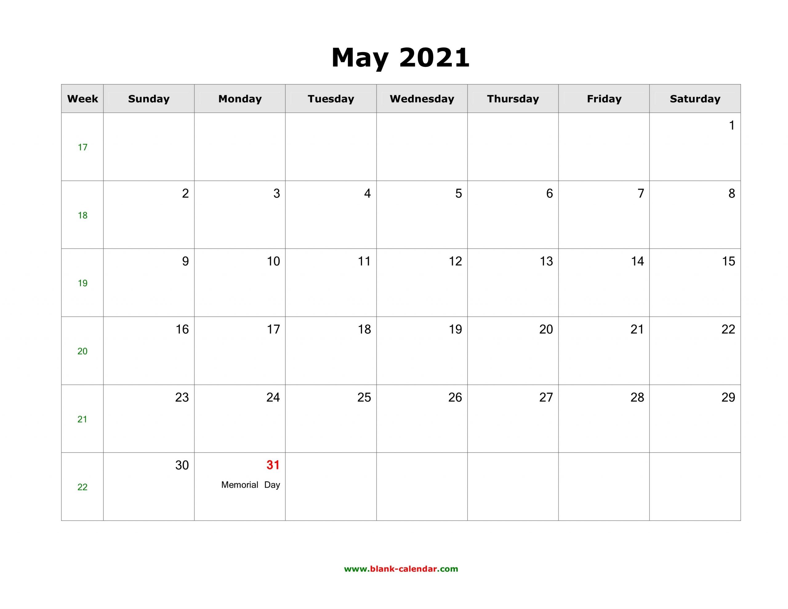 May 2021 Blank Calendar | Free Download Calendar Templates