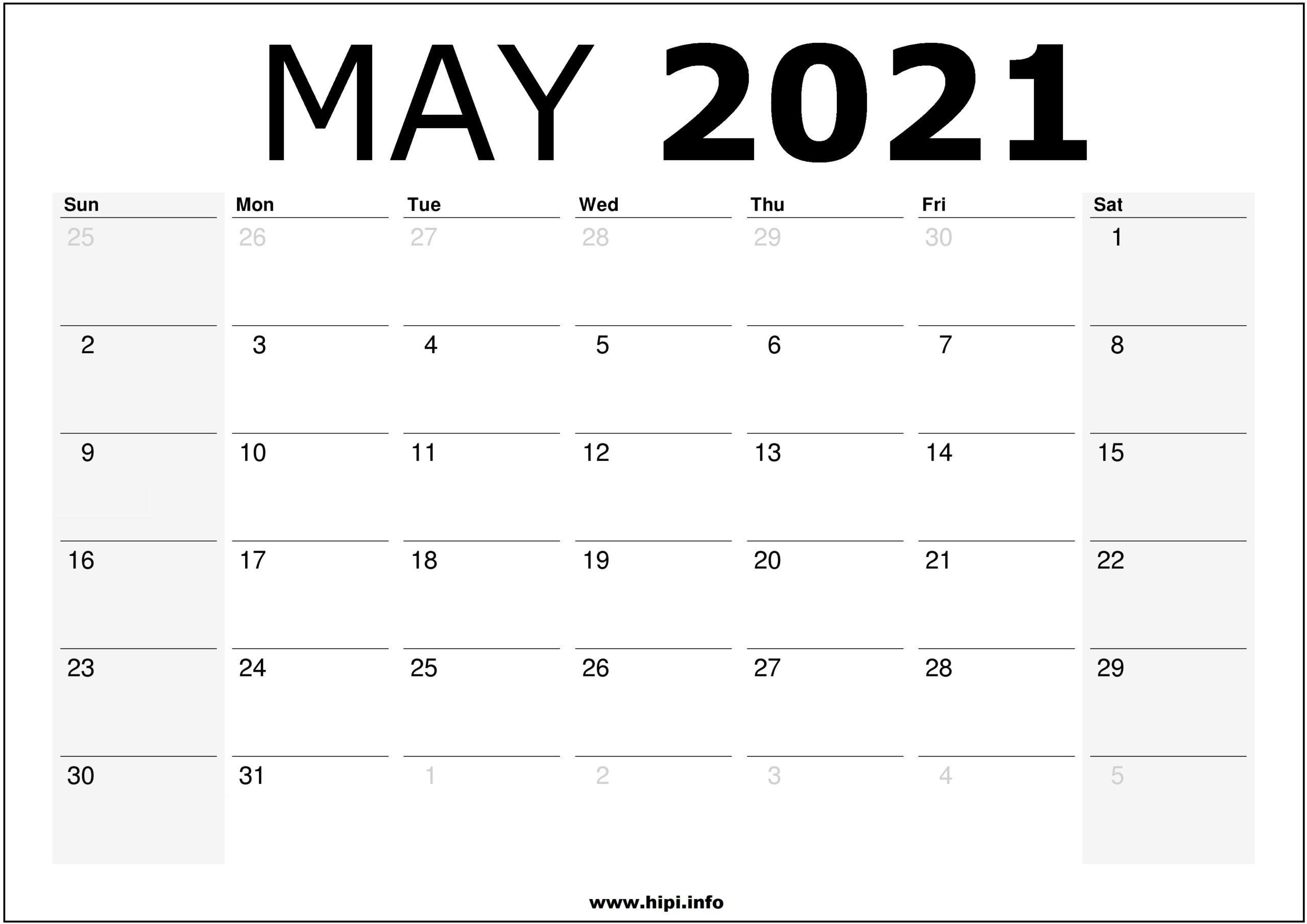May 2021 Calendar Printable Monthly Calendar Free