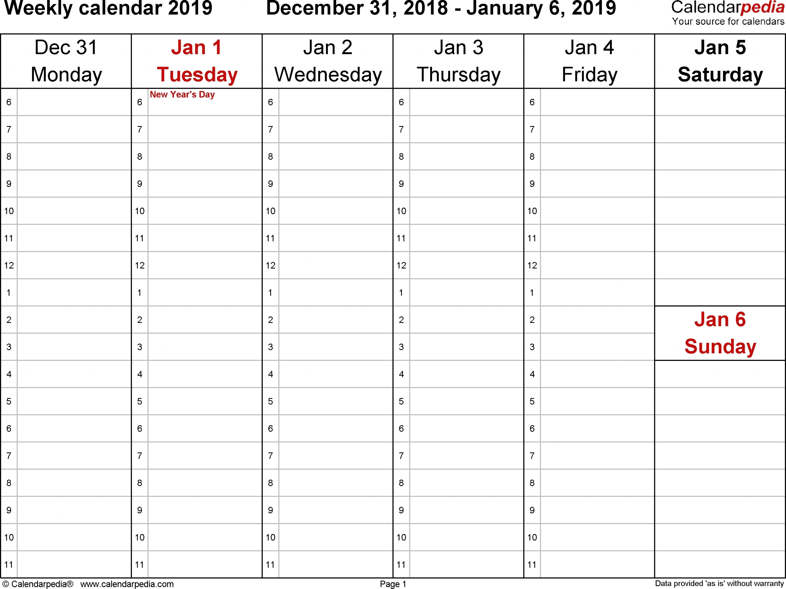 Mon Thru Friday Printable Template Ten Free Printable