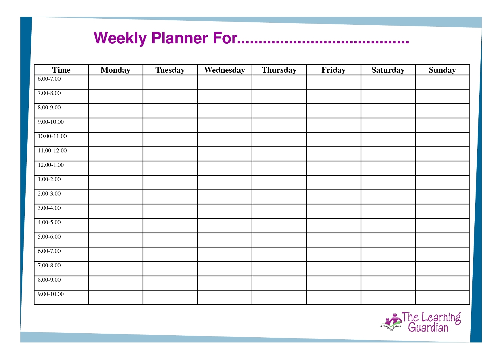 Free Printable Monday Through Friday Work Schedules Templates