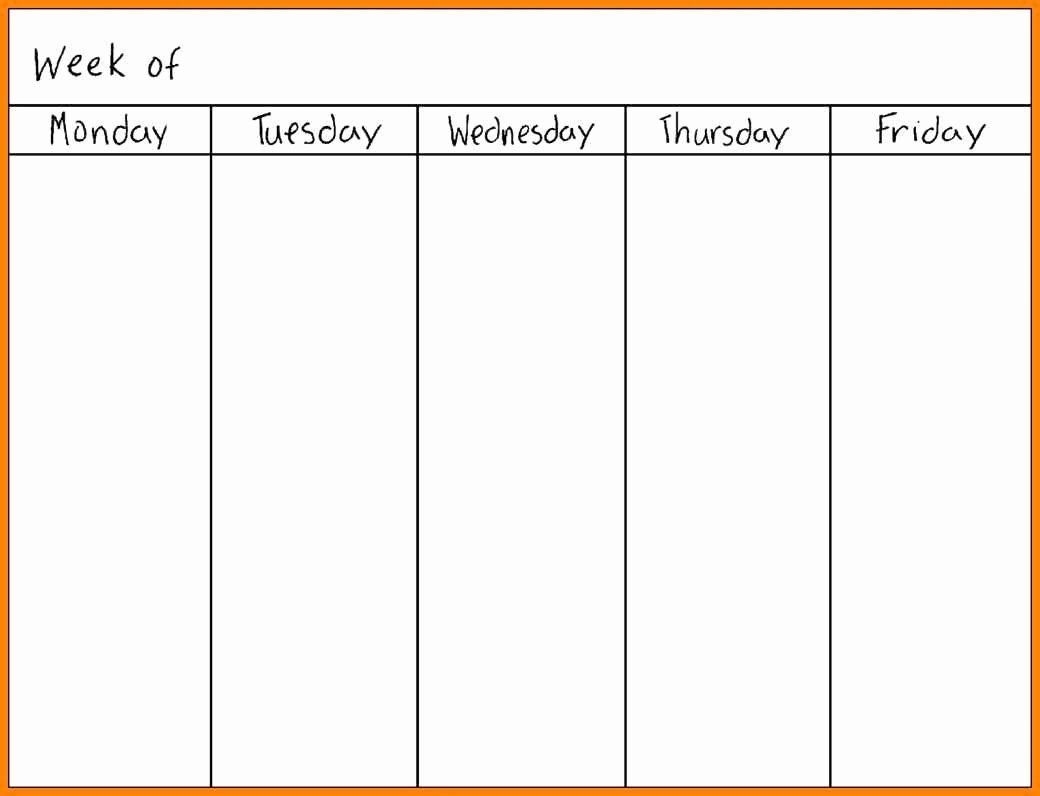 Blank Weekly Schedule Monday Thru Friday - Example Calendar Printable