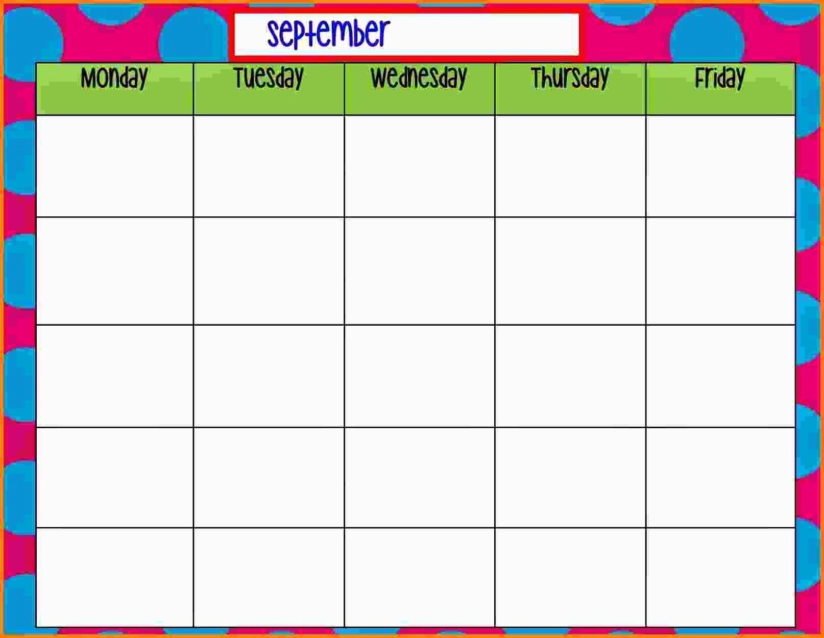 monday to friday schedule template fresh free printable