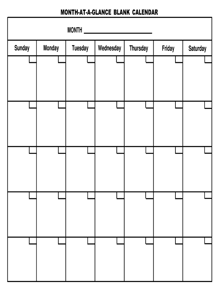 month at a glance blank calendar template calendar