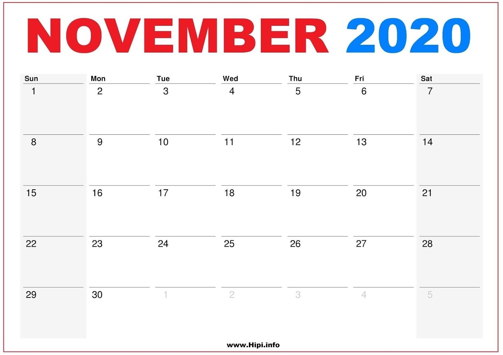 monthly calendar monday sunday 2020 printable free