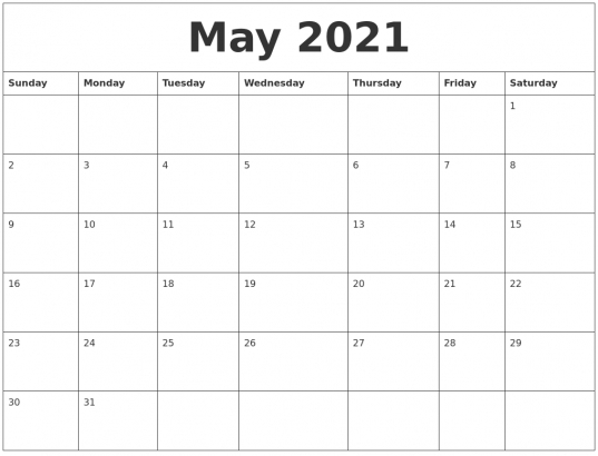 Monthly Calendar Starting On Saturday | Printable Calendar