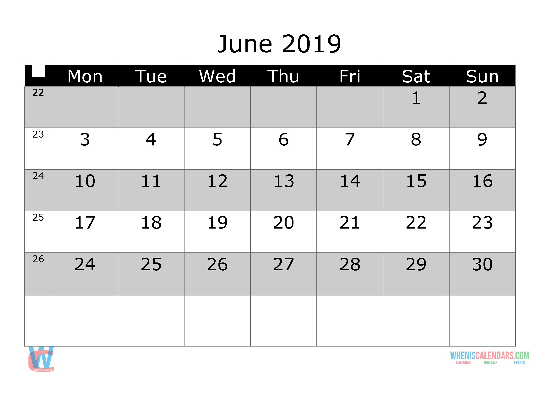 Monthly Calender Starting With Monday | Calendar Template