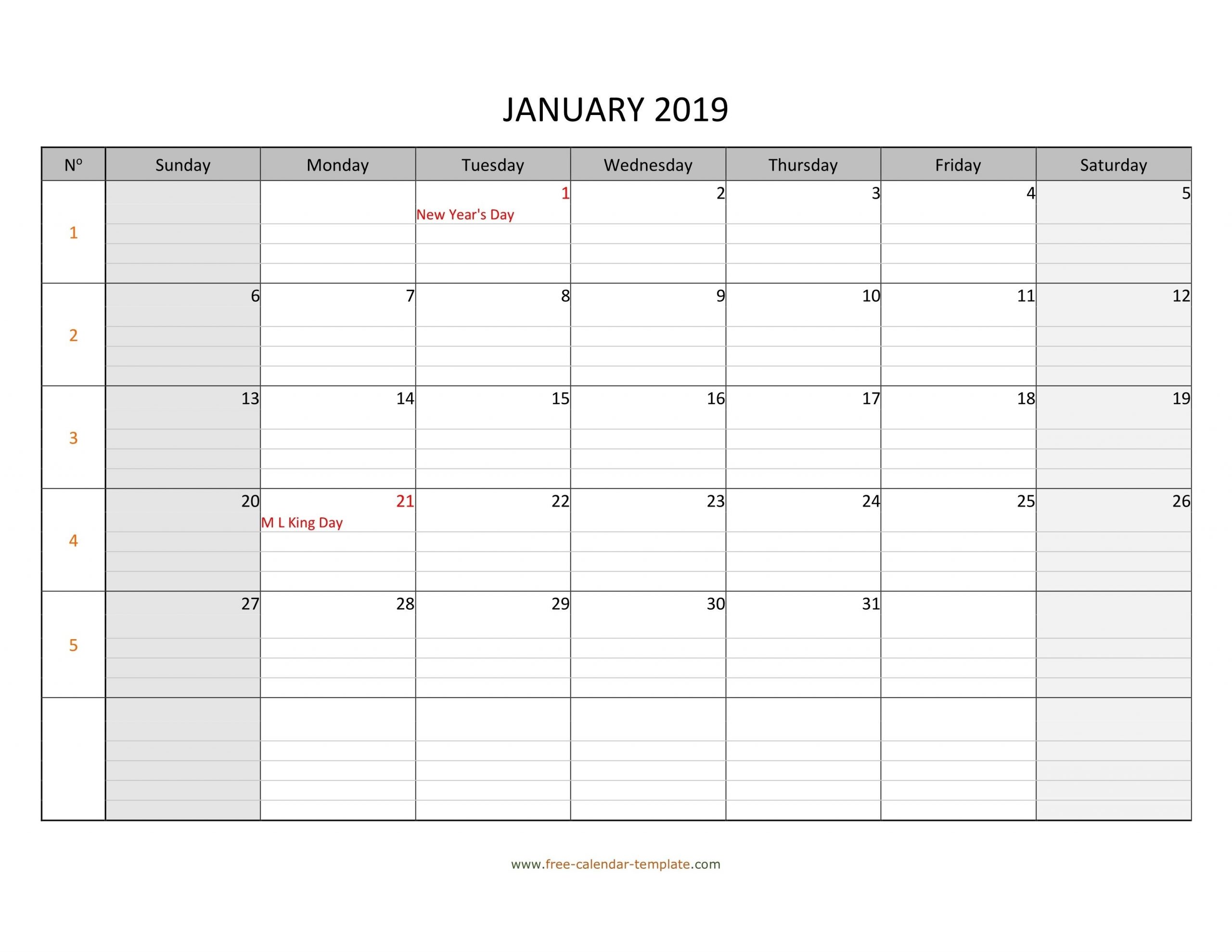 monthly monday to friday calendar | calendar template