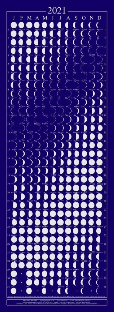 moon calendar 2021 mystery arts online store