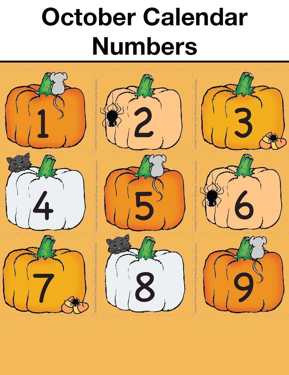 october calendar numbers | teachers classroom resources