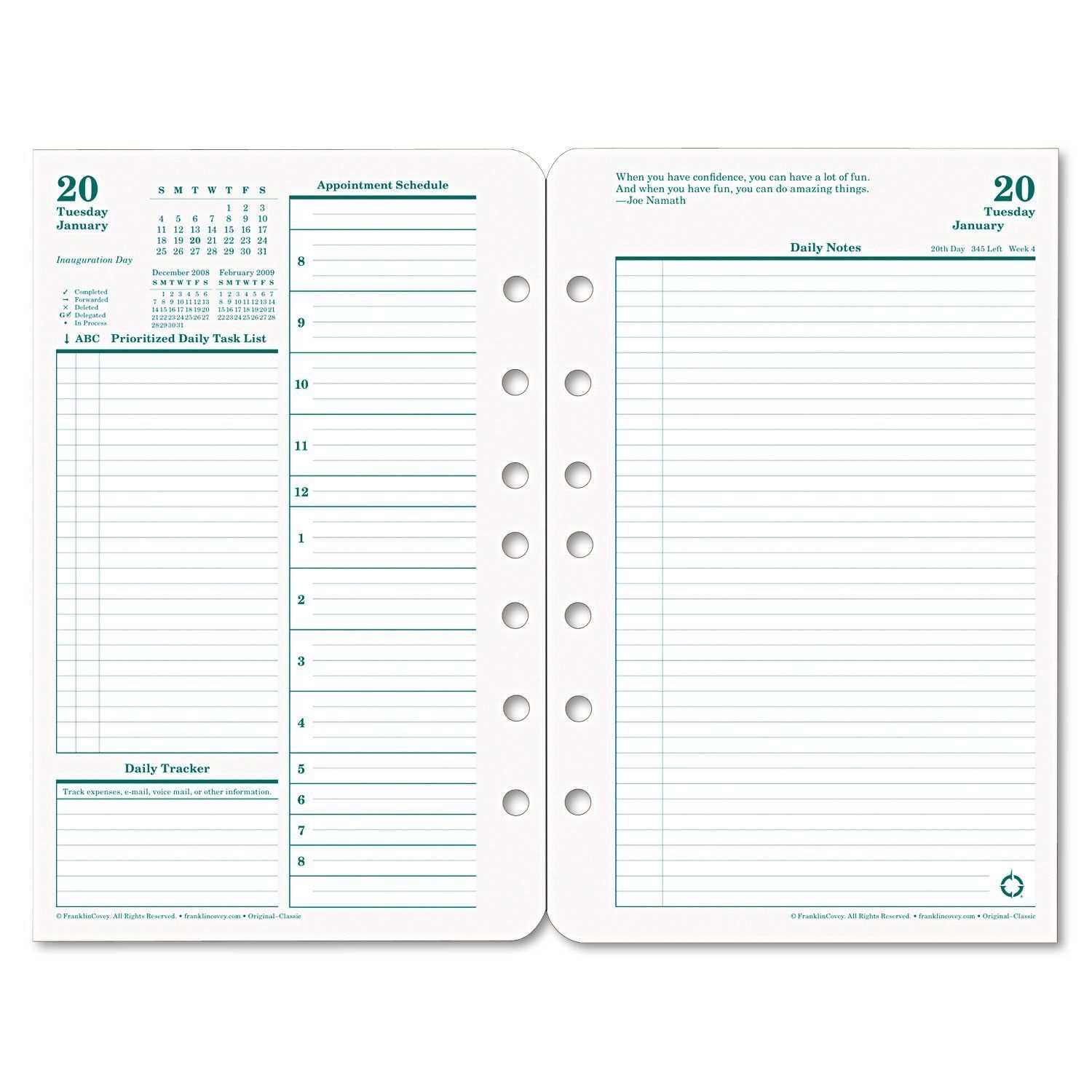 Original Dated Daily Planner Refill, January December, 5 1