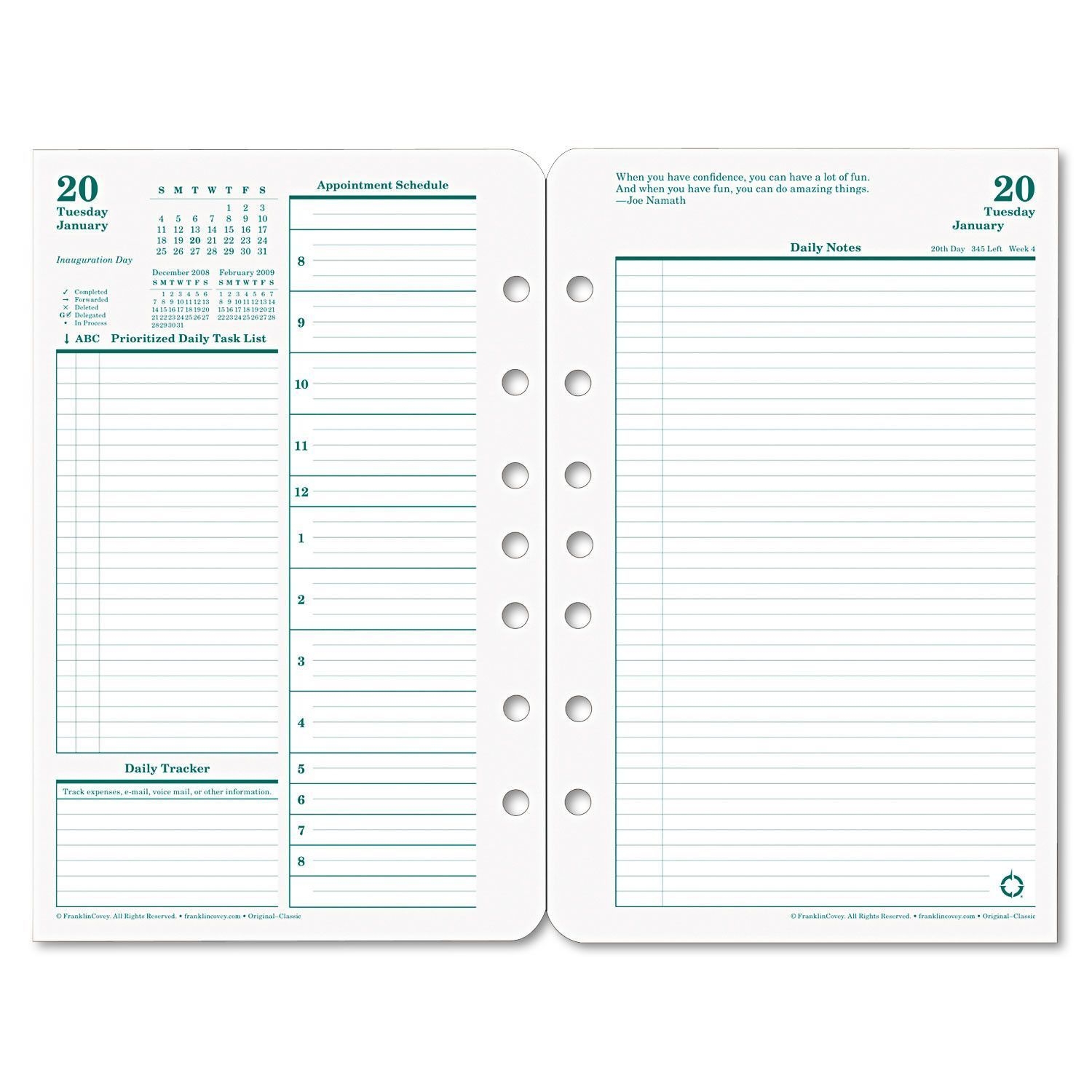 original dated daily planner refill, january december, 5 1