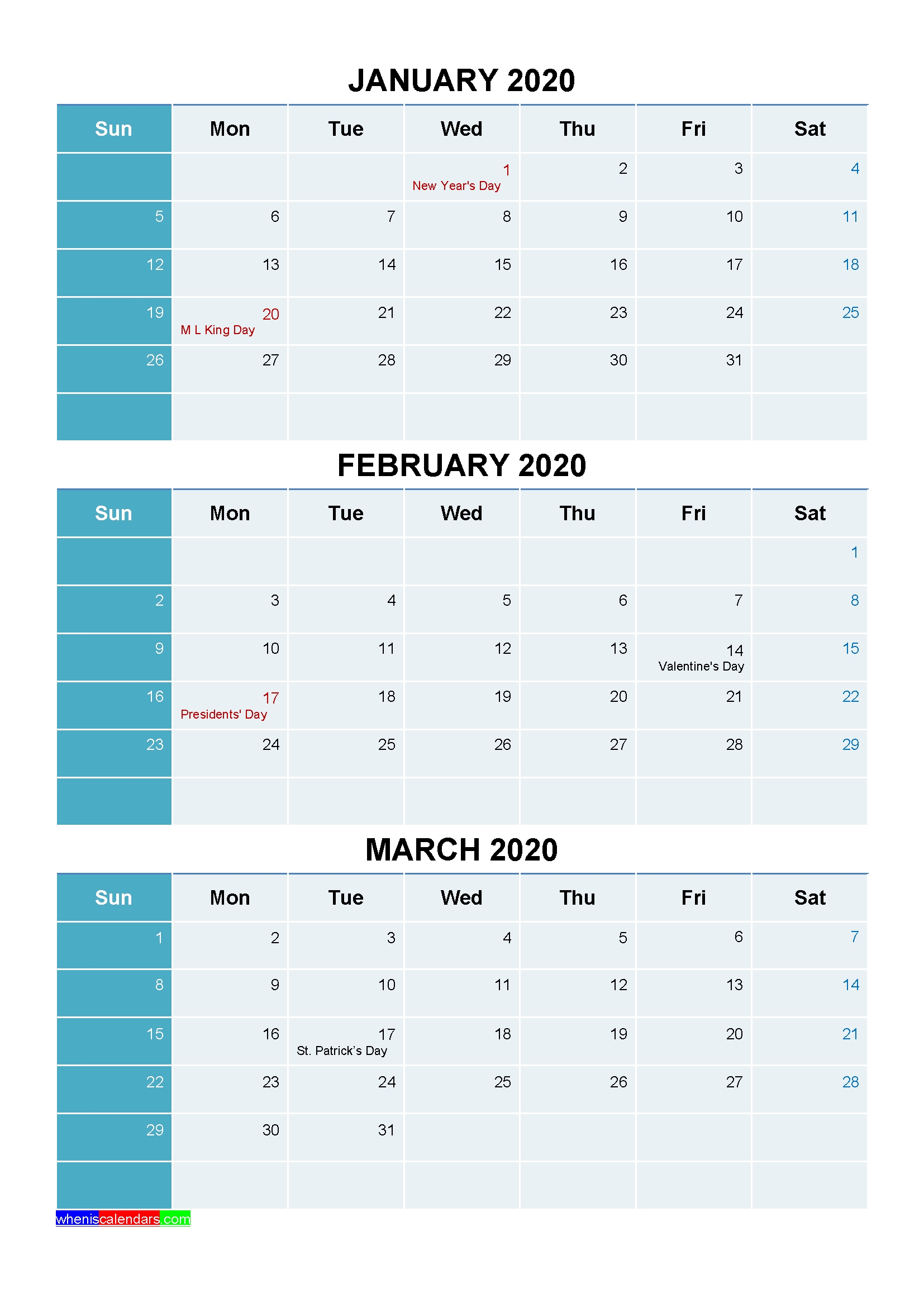 Plan For A Successful 2020 With Printable Calendar 2020
