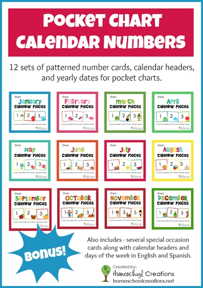 Pocket Chart Calendar Cards Monthly And Holiday Pieces