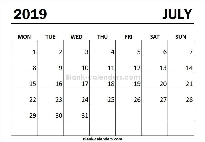 print calendar 2019 july monday start | print calendar