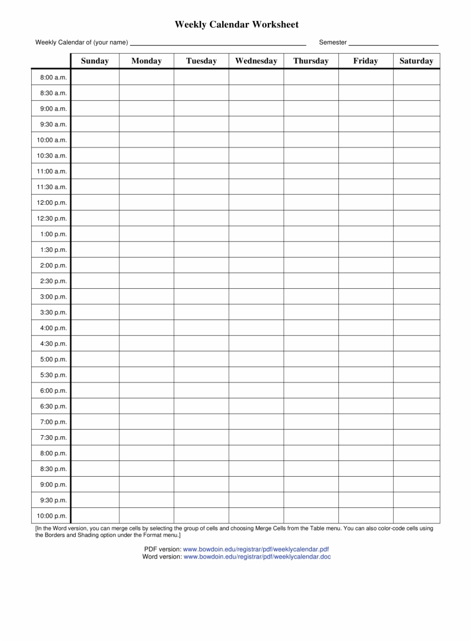 Downloadable Calendar With Time Slots - Example Calendar Printable