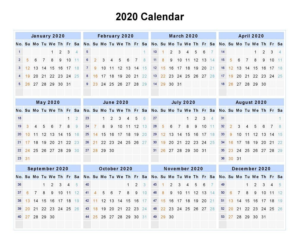 print calendarweek 2020 | calendar printables free