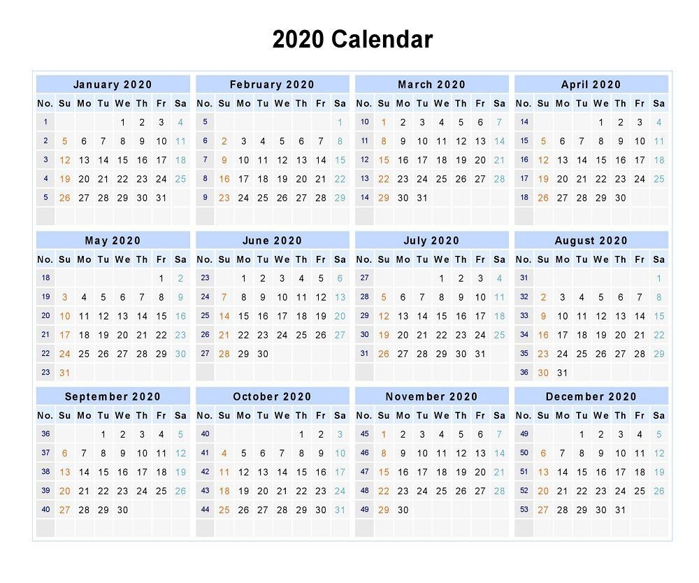 Print Calendarweek 2020 | Calendar Printables Free