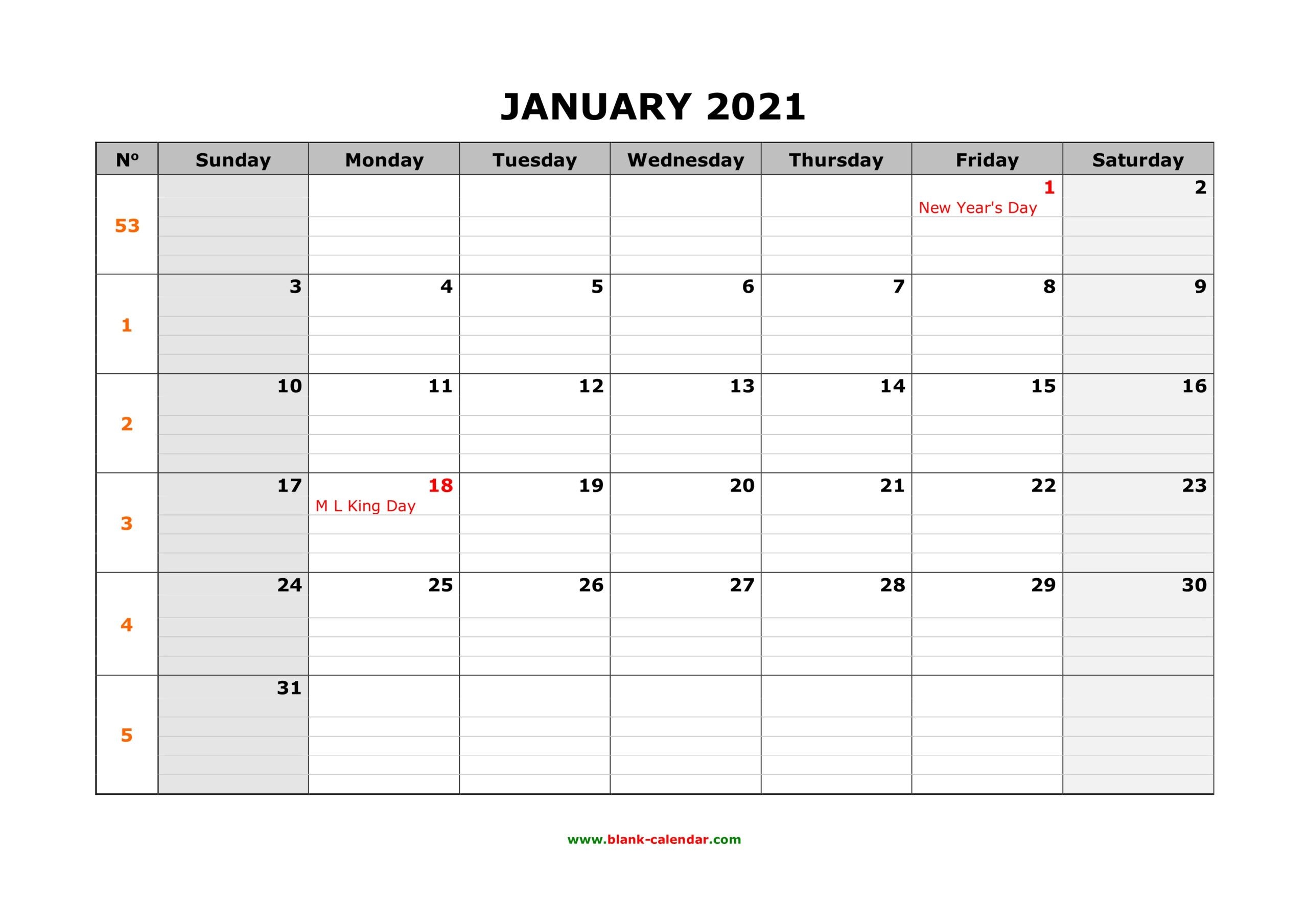 Print Free 2021 Yearly Calendar With Boxes | Calendar