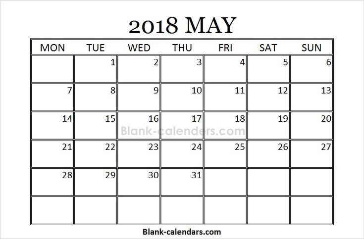 print free may 2018 calendar monday start blank editable