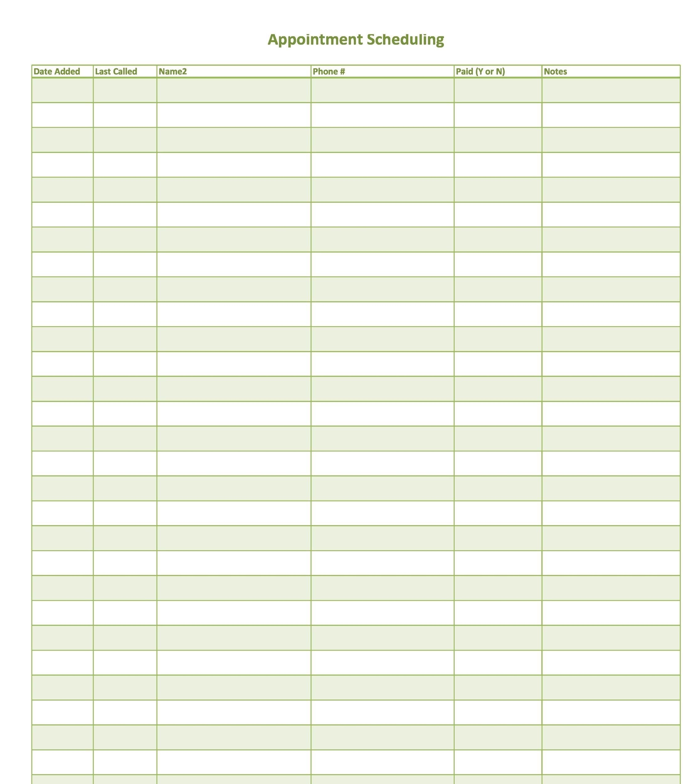 Printable 15 Min Appointment Sheet 8 6 Calendar