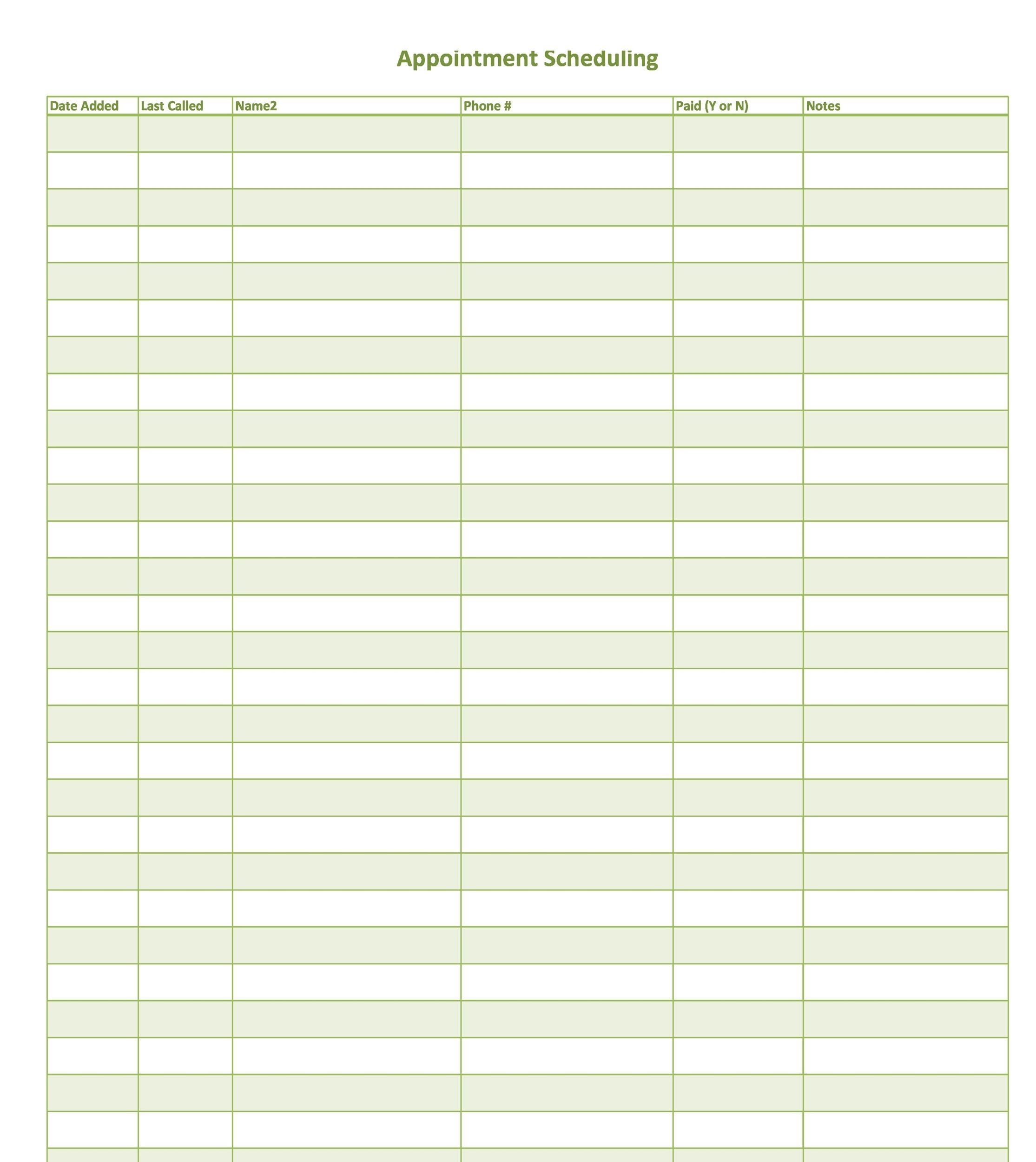 printable 15 min appointment sheet 8 6 calendar