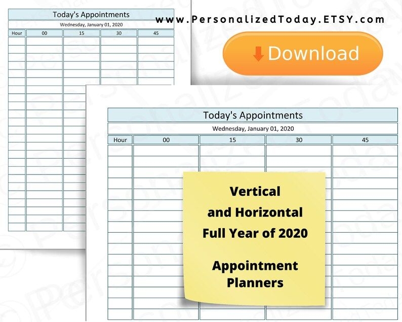 printable 2020 dated daily appointment planners with 15