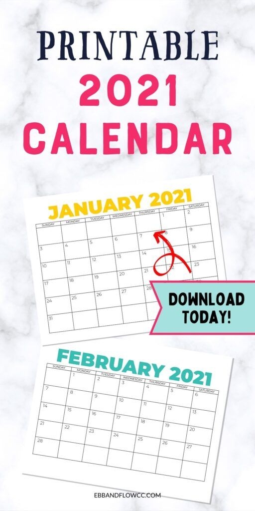 Printable 2021 Calendar To Download Ebb And Flow Creative Co