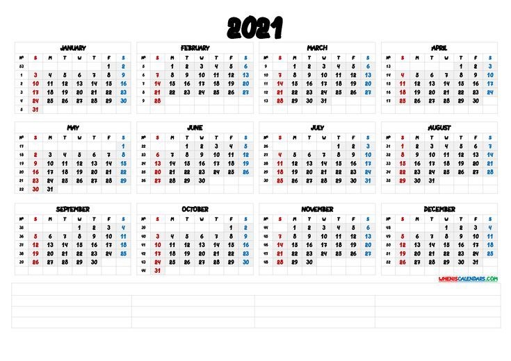 printable 2021 calendar with week numbers [premium